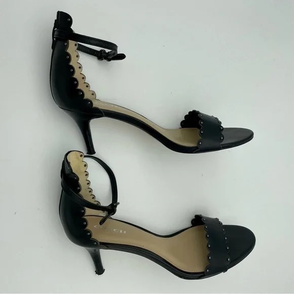 Coach Leather Monica Black Kitten Heel Sandal, Sz 7 - Picture 5 of 14